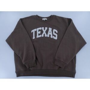 State of Mine Texas Sweatshirt Women XL Brown Like New Chenille Pullover Fleece